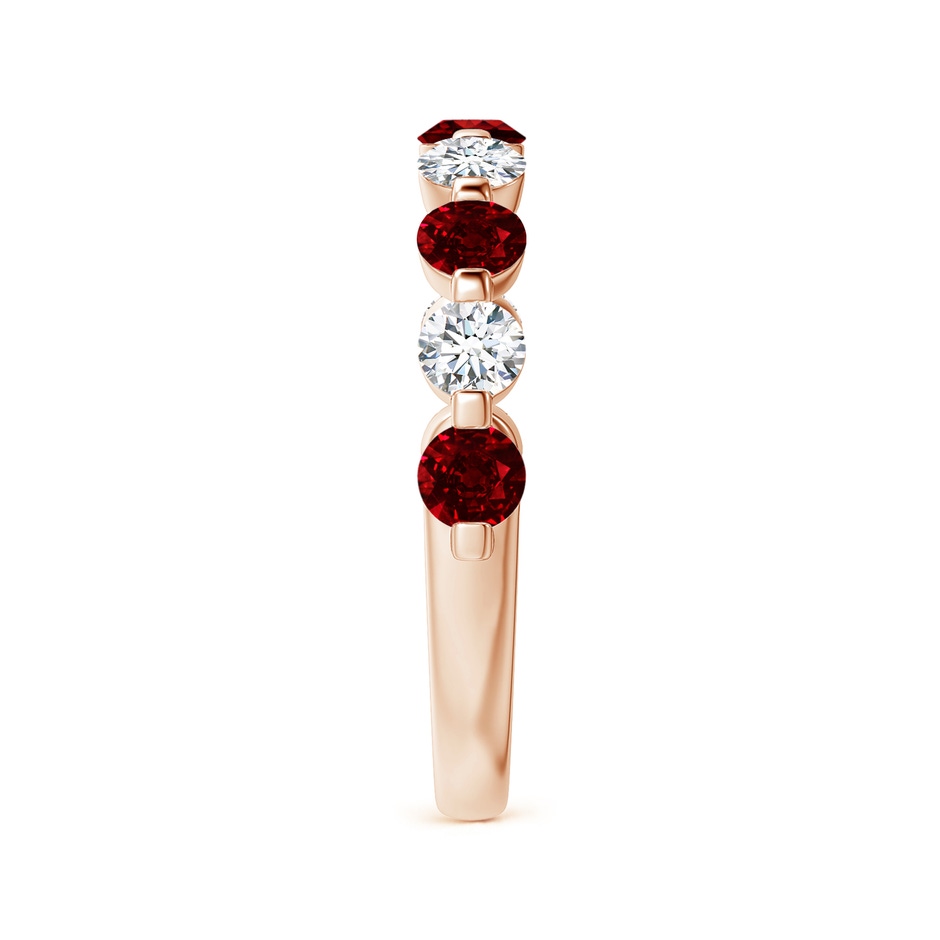 3mm AAAA Floating Ruby and Diamond Semi Eternity Wedding Band for Her in Rose Gold side-2