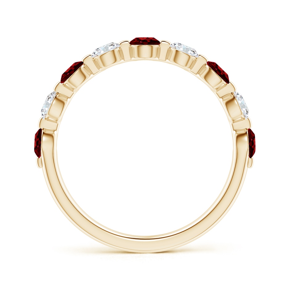 3mm AAAA Floating Ruby and Diamond Semi Eternity Wedding Band for Her in Yellow Gold side-1