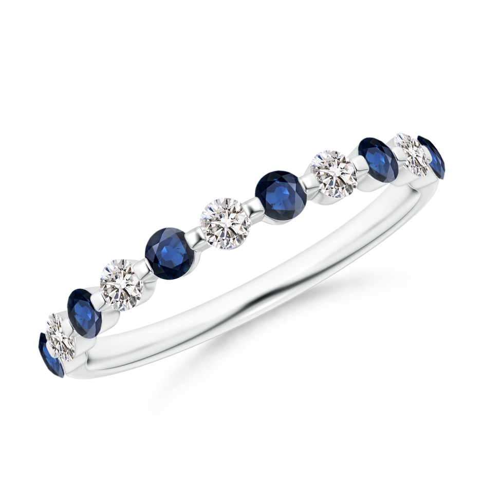2.2mm AA Floating Sapphire and Diamond Semi Eternity Wedding Band in P950 Platinum 