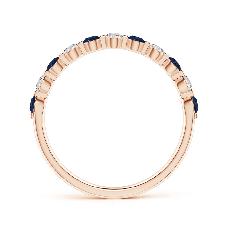 2.2mm AA Floating Sapphire and Diamond Semi Eternity Wedding Band in Rose Gold side-1