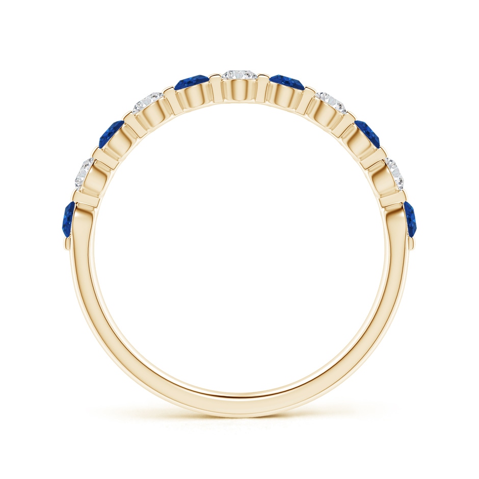 2.2mm AAA Floating Sapphire and Diamond Semi Eternity Wedding Band in Yellow Gold side-1