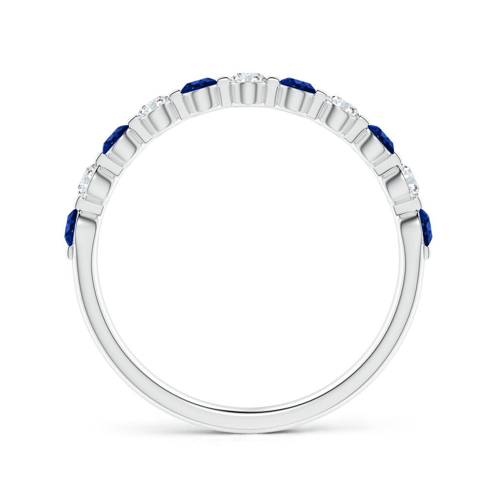2.2mm AAAA Floating Sapphire and Diamond Semi Eternity Wedding Band in P950 Platinum - side_1