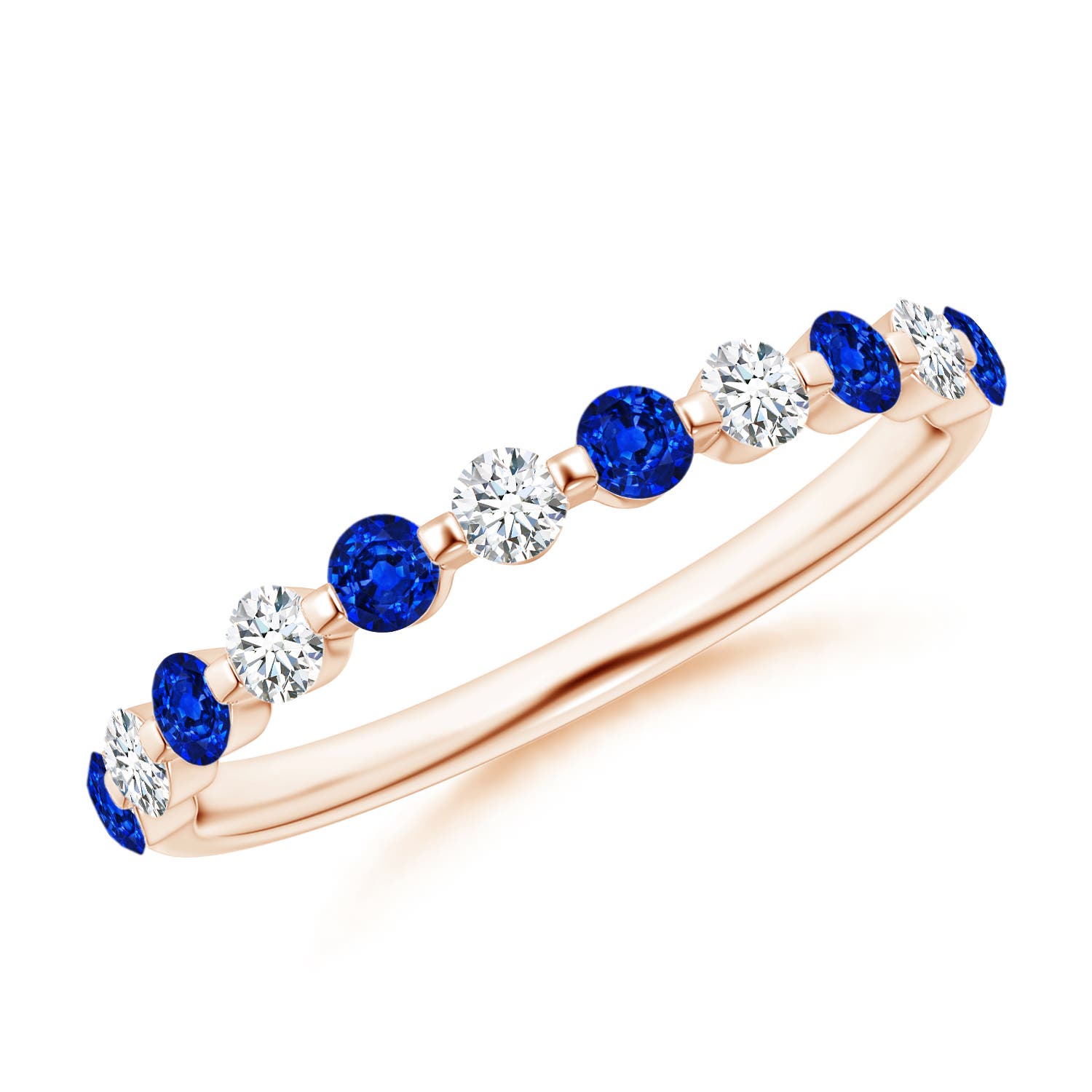 AAAA - Blue Sapphire / 0.58 CT / 14 KT Rose Gold