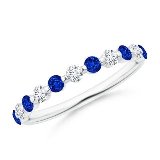 2.2mm AAAA Floating Sapphire and Diamond Semi Eternity Wedding Band in White Gold