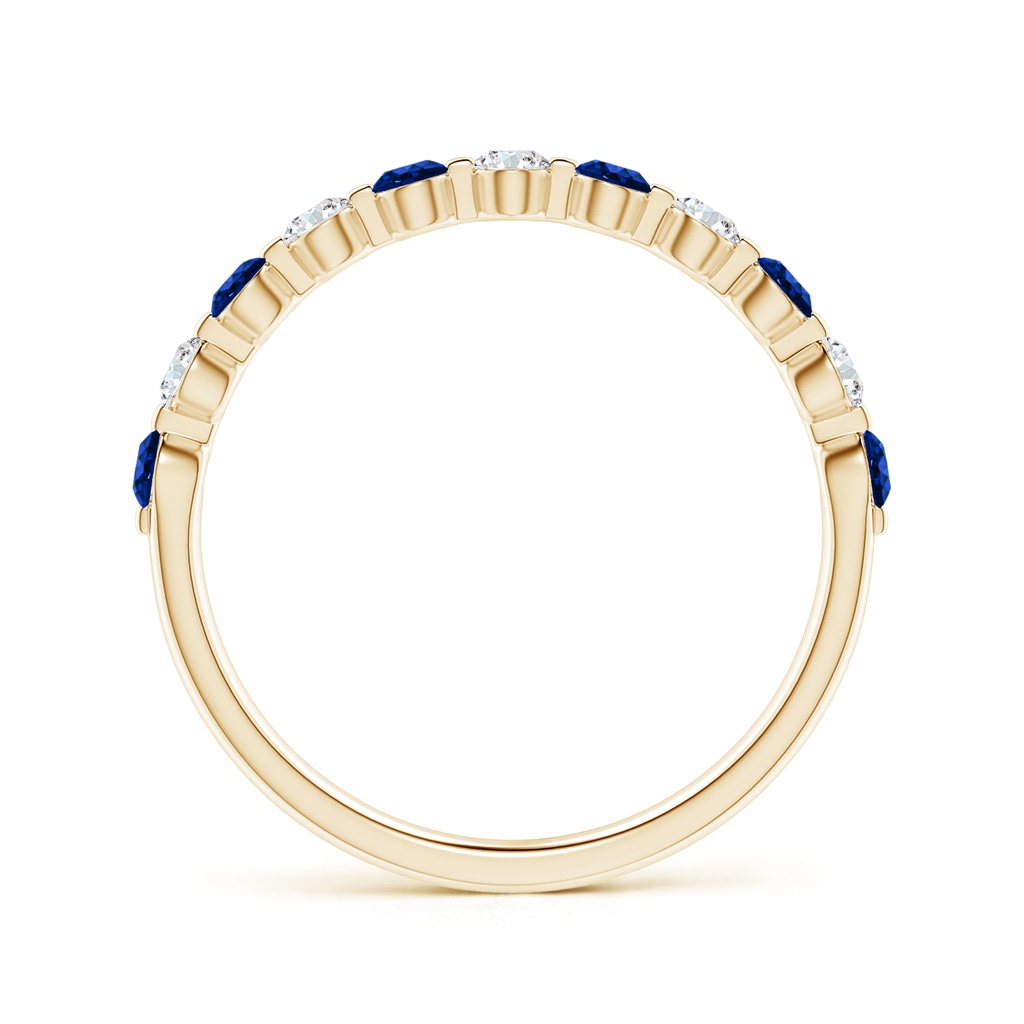 2.2mm AAAA Floating Sapphire and Diamond Semi Eternity Wedding Band in Yellow Gold - side_1