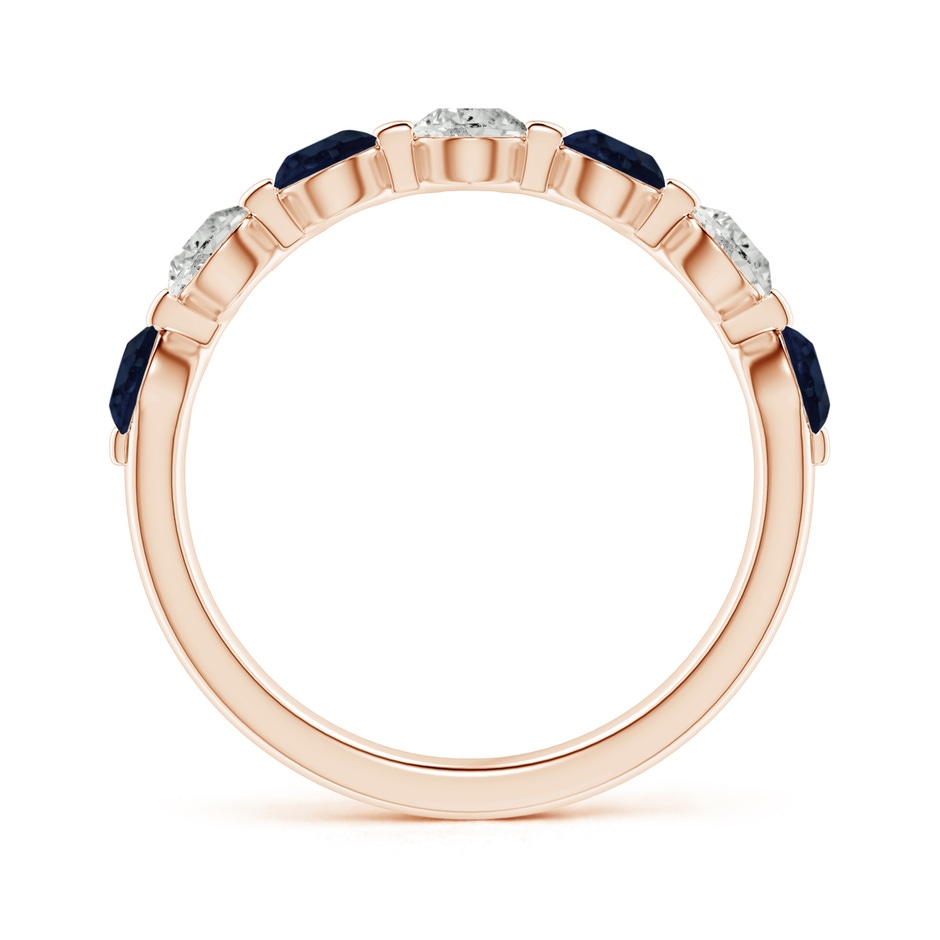 3.6mm A Floating Sapphire and Diamond Semi Eternity Wedding Band in Rose Gold side-1