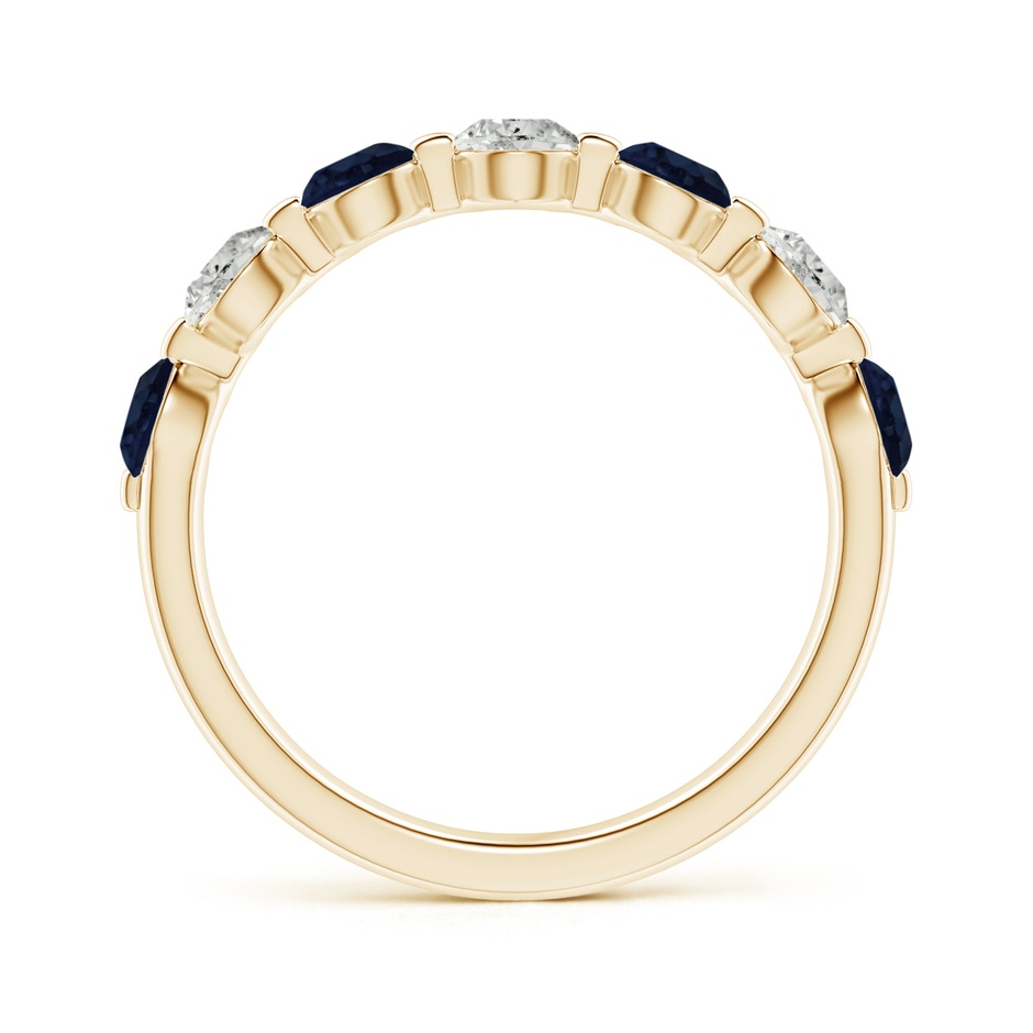 3.6mm A Floating Sapphire and Diamond Semi Eternity Wedding Band in Yellow Gold side-1