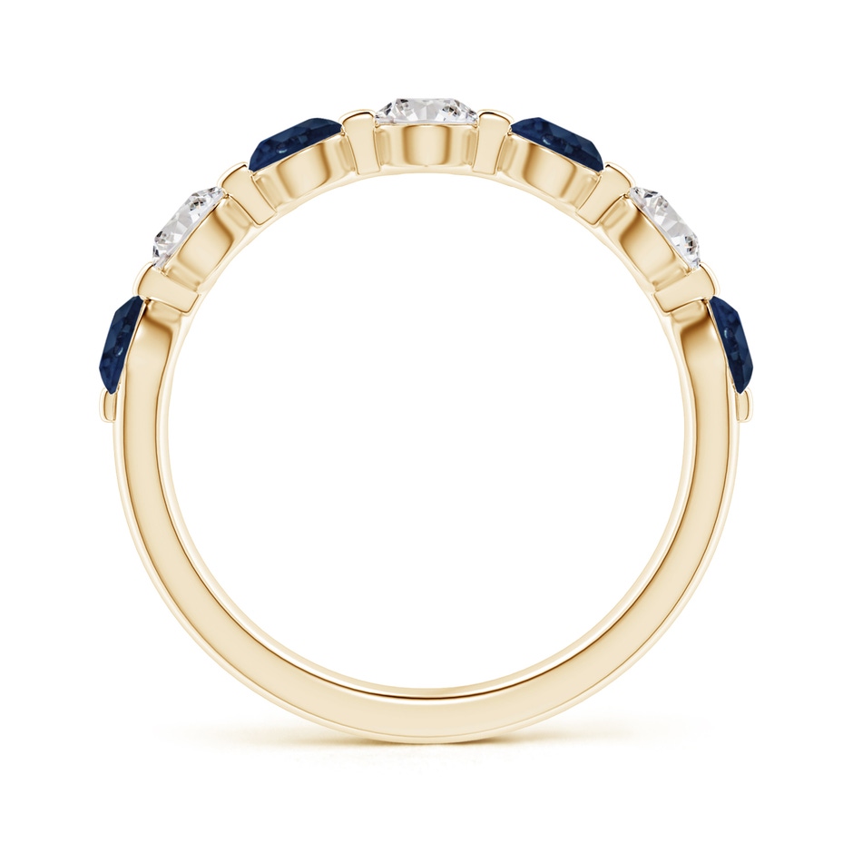 3.6mm AA Floating Sapphire and Diamond Semi Eternity Wedding Band in Yellow Gold side-1