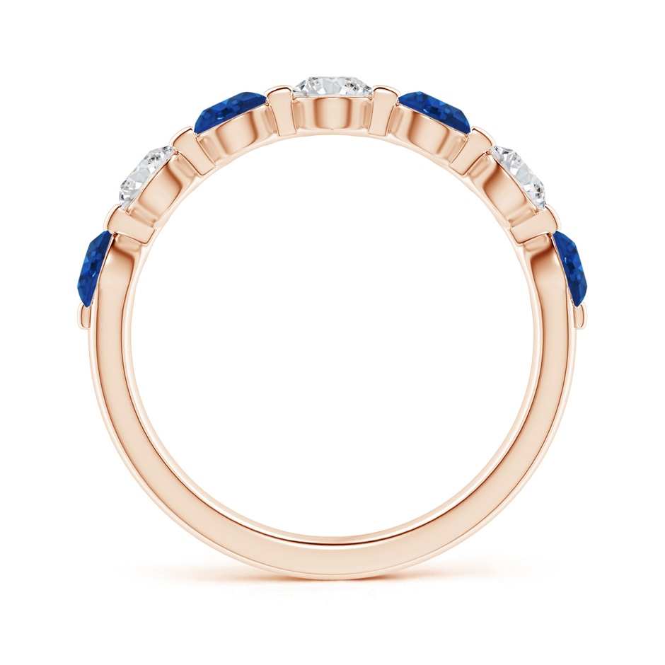 3.6mm AAA Floating Sapphire and Diamond Semi Eternity Wedding Band in Rose Gold side-1