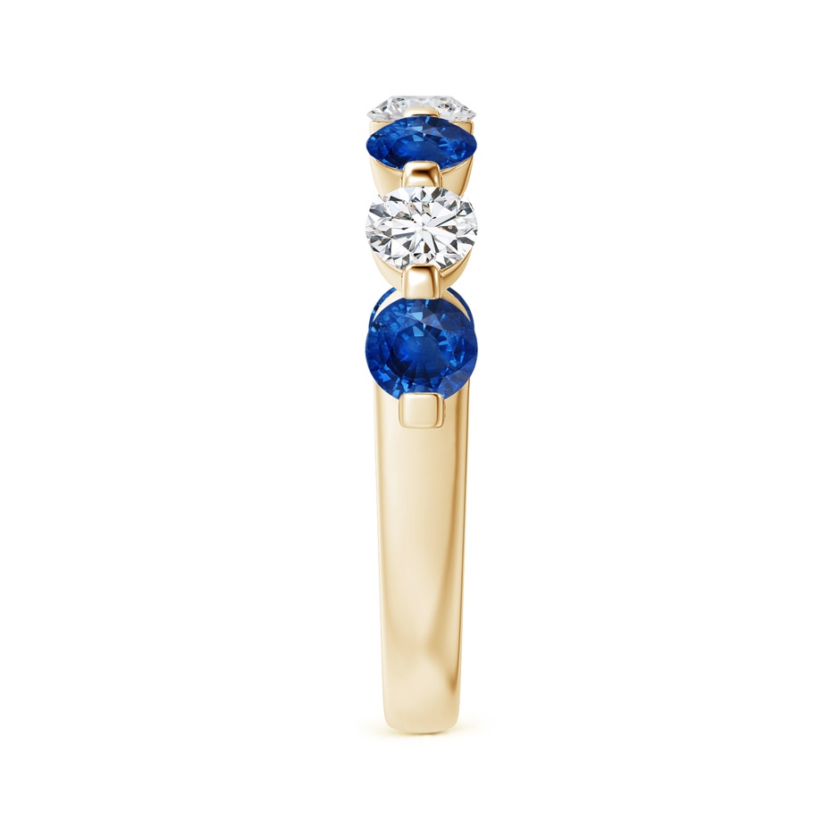 3.6mm AAA Floating Sapphire and Diamond Semi Eternity Wedding Band in Yellow Gold side-2