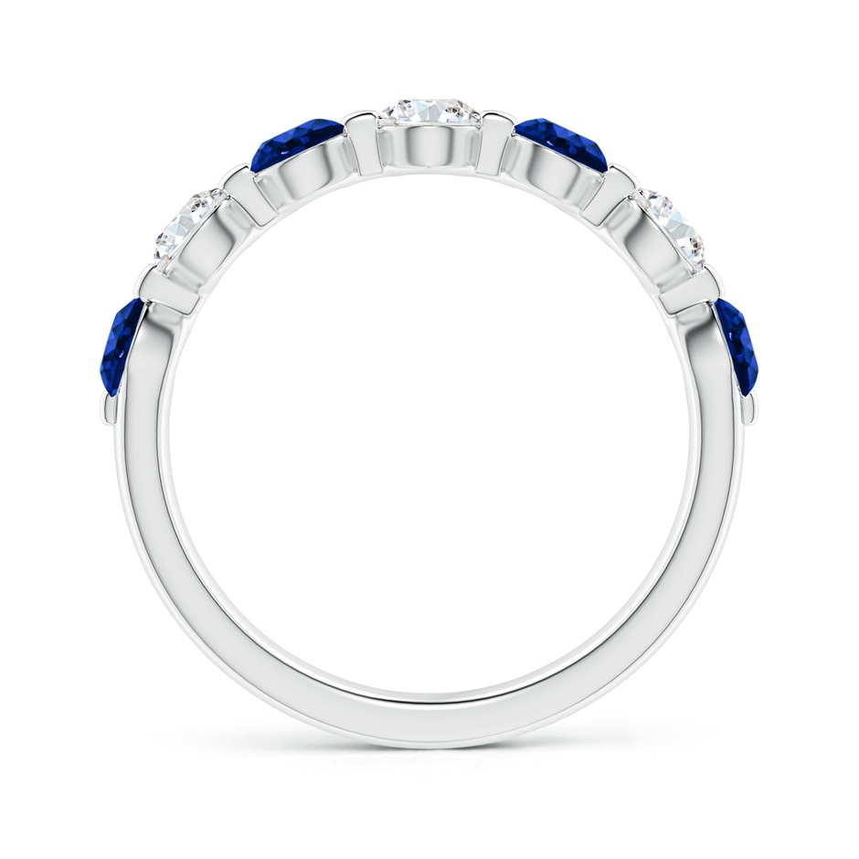 3.6mm AAAA Floating Sapphire and Diamond Semi Eternity Wedding Band in P950 Platinum side-1