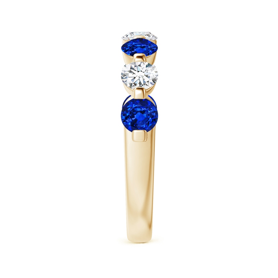 3.6mm AAAA Floating Sapphire and Diamond Semi Eternity Wedding Band in Yellow Gold side-2