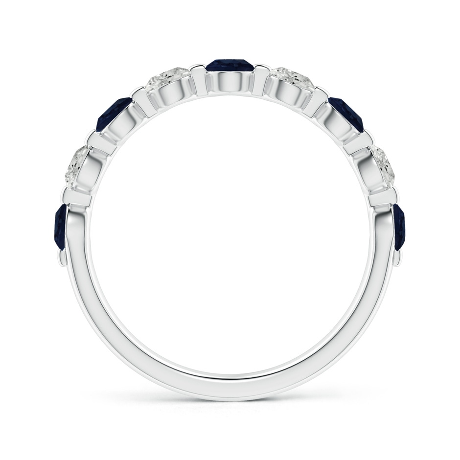3mm A Floating Sapphire and Diamond Semi Eternity Wedding Band in White Gold side-1