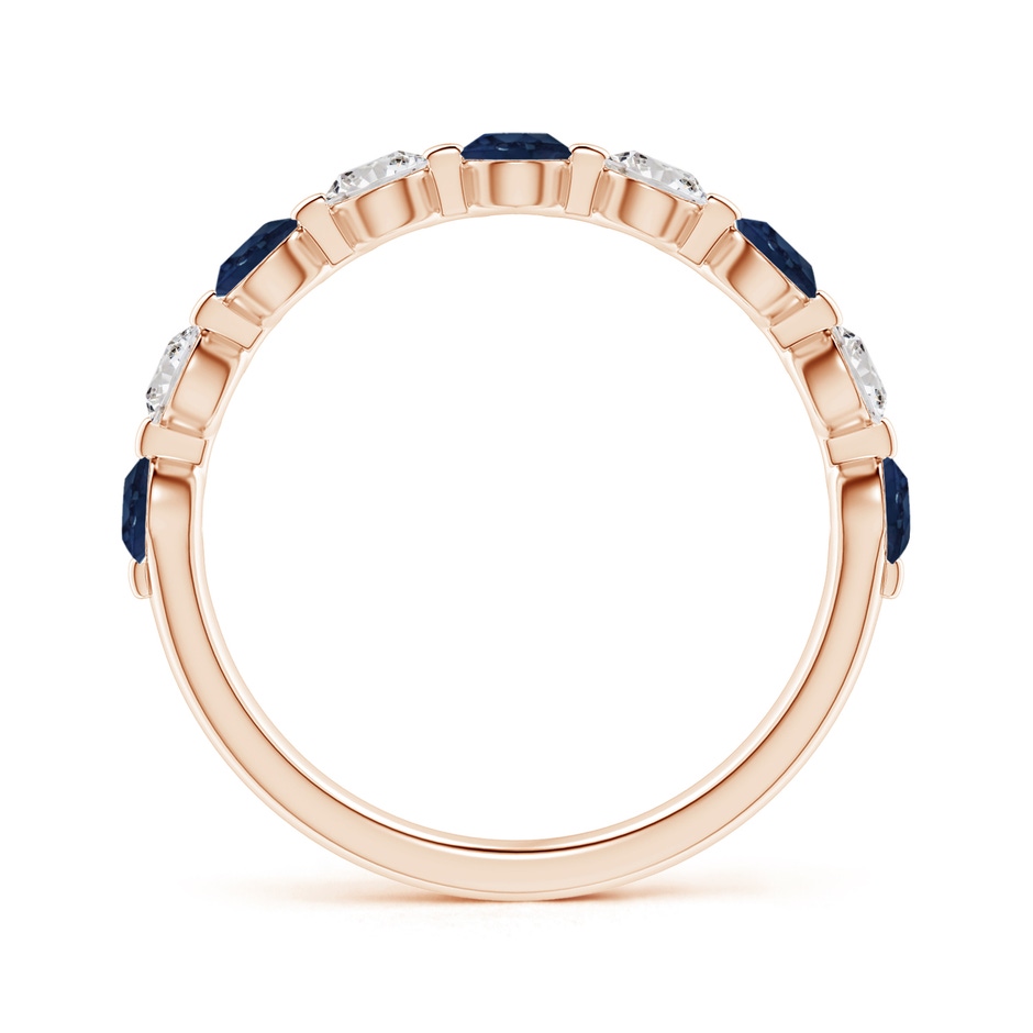3mm AA Floating Sapphire and Diamond Semi Eternity Wedding Band in Rose Gold side-1