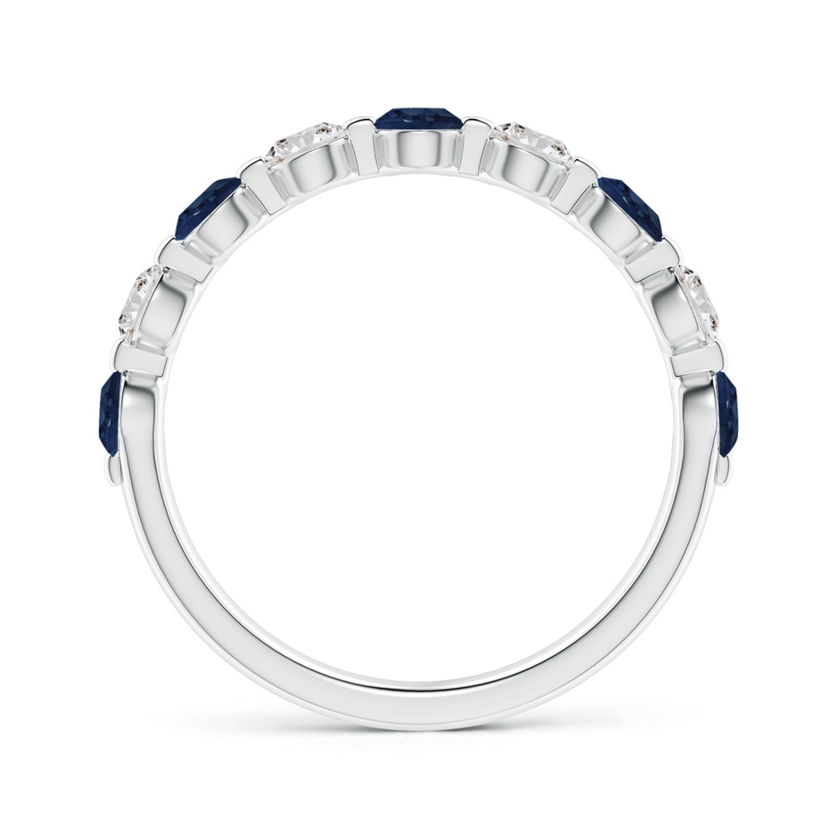 3mm AA Floating Sapphire and Diamond Semi Eternity Wedding Band in White Gold side-1
