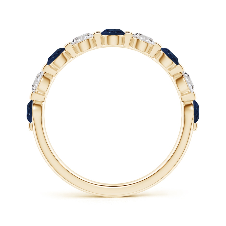 3mm AA Floating Sapphire and Diamond Semi Eternity Wedding Band in Yellow Gold side-1