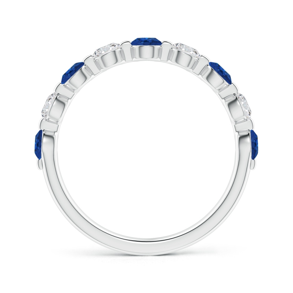 3mm AAA Floating Sapphire and Diamond Semi Eternity Wedding Band in P950 Platinum side-1