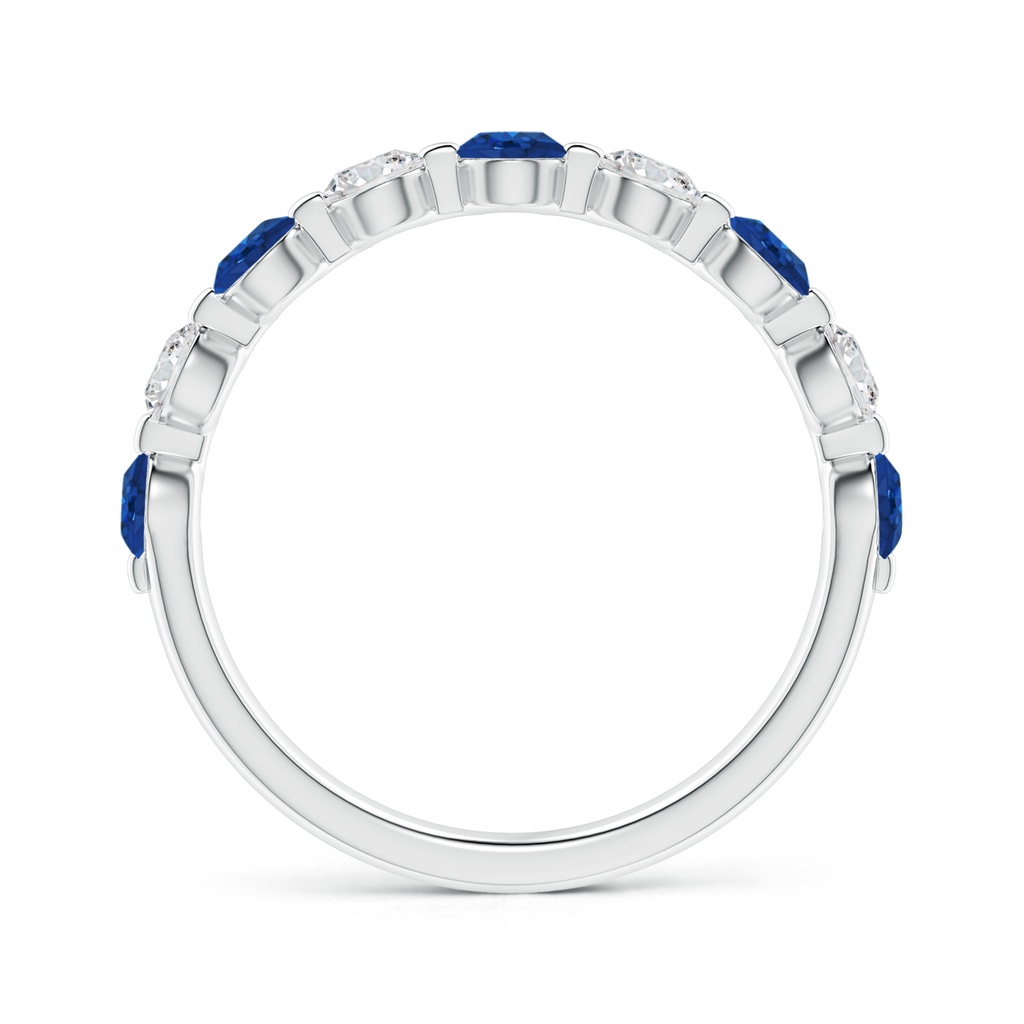 3mm AAA Floating Sapphire and Diamond Semi Eternity Wedding Band in White Gold - Side_1