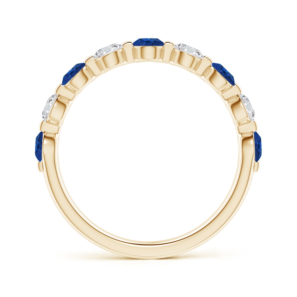 3mm AAA Floating Sapphire and Diamond Semi Eternity Wedding Band in Yellow Gold - side_1
