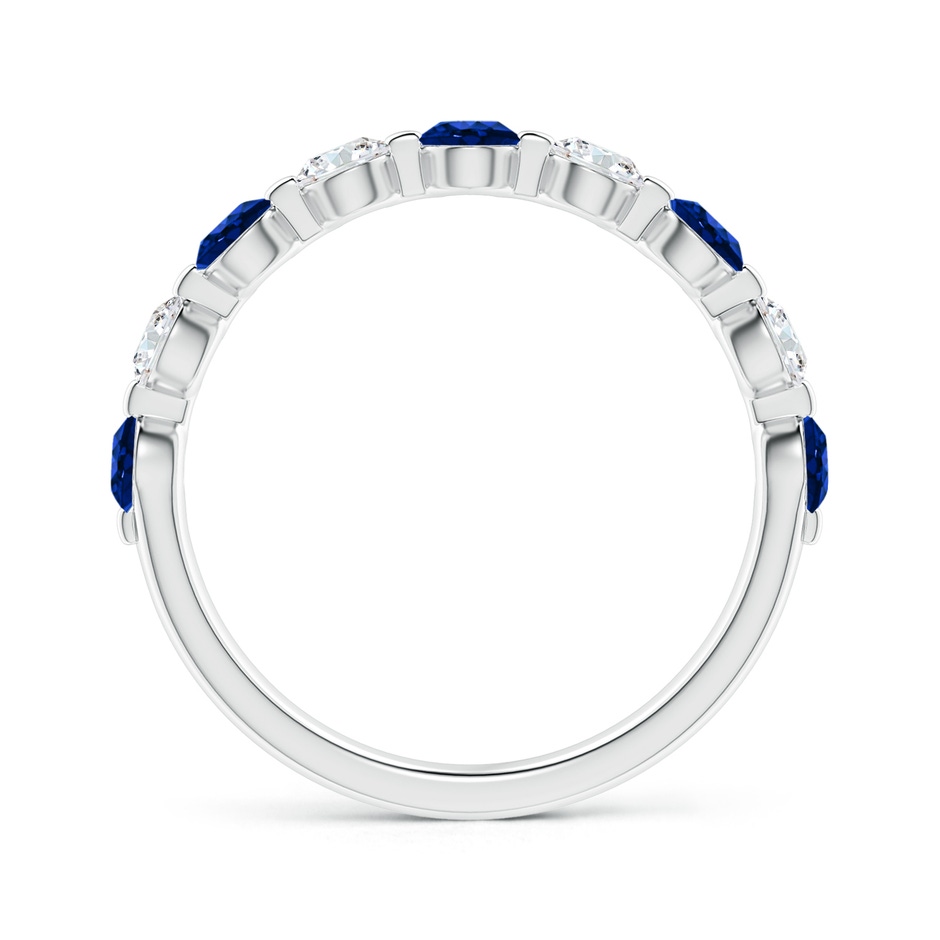 3mm AAAA Floating Sapphire and Diamond Semi Eternity Wedding Band in P950 Platinum side-1