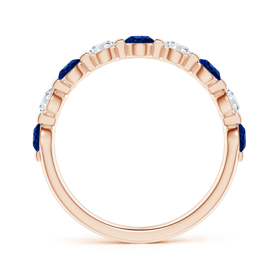 3mm AAAA Floating Sapphire and Diamond Semi Eternity Wedding Band in Rose Gold side-1