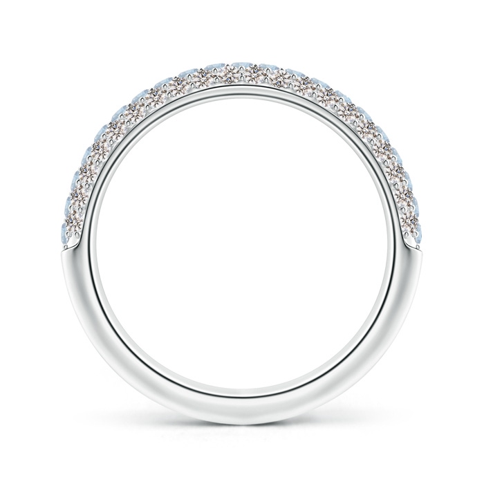 1.5mm A Triple Row Round Aquamarine and Diamond Wedding Band in White Gold product image