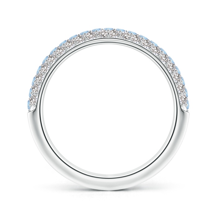 1.5mm AA Triple Row Round Aquamarine and Diamond Wedding Band in White Gold product image