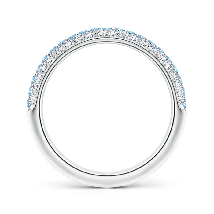 1.5mm AAAA Triple Row Round Aquamarine and Diamond Wedding Band in P950 Platinum product image