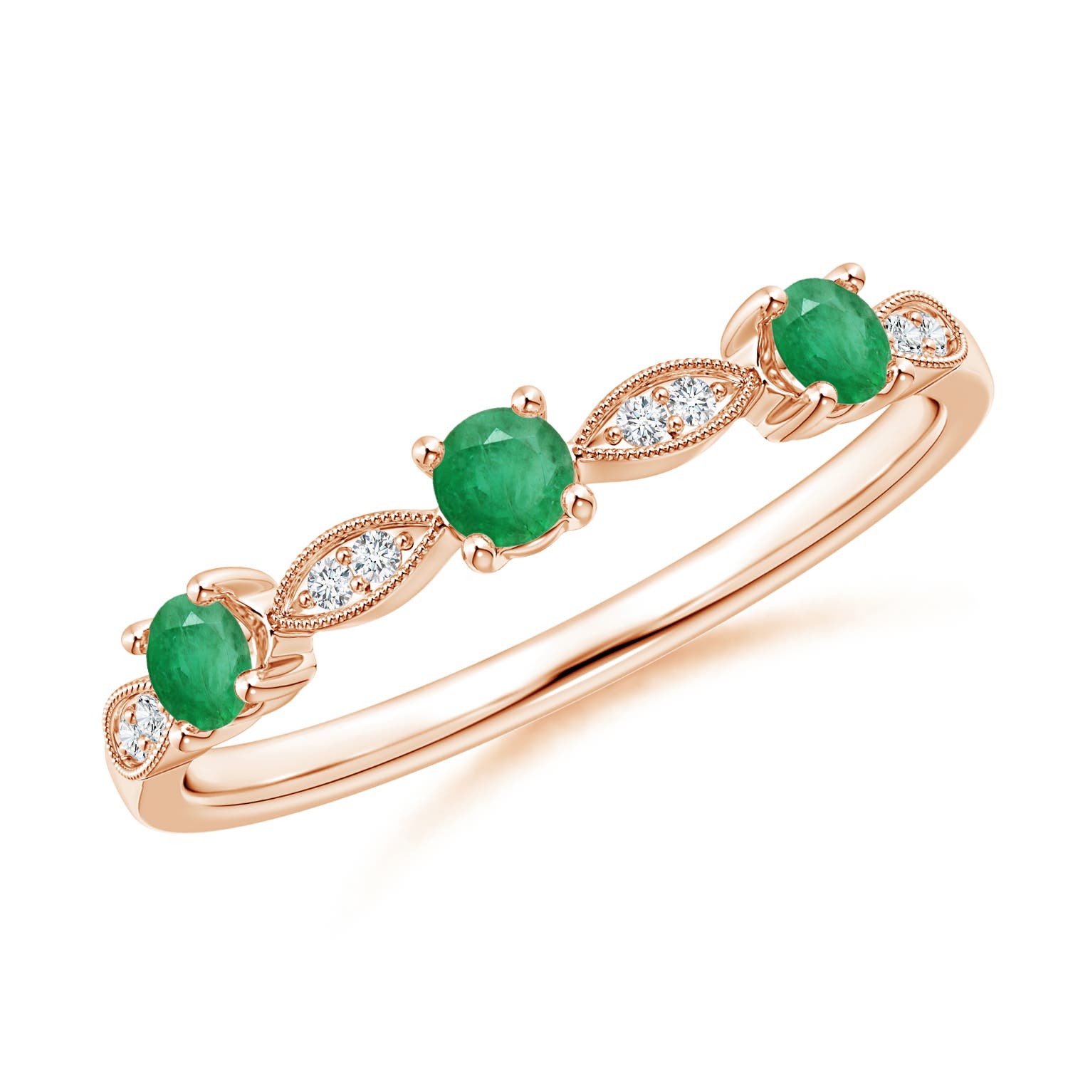 A - Emerald / 0.28 CT / 14 KT Rose Gold