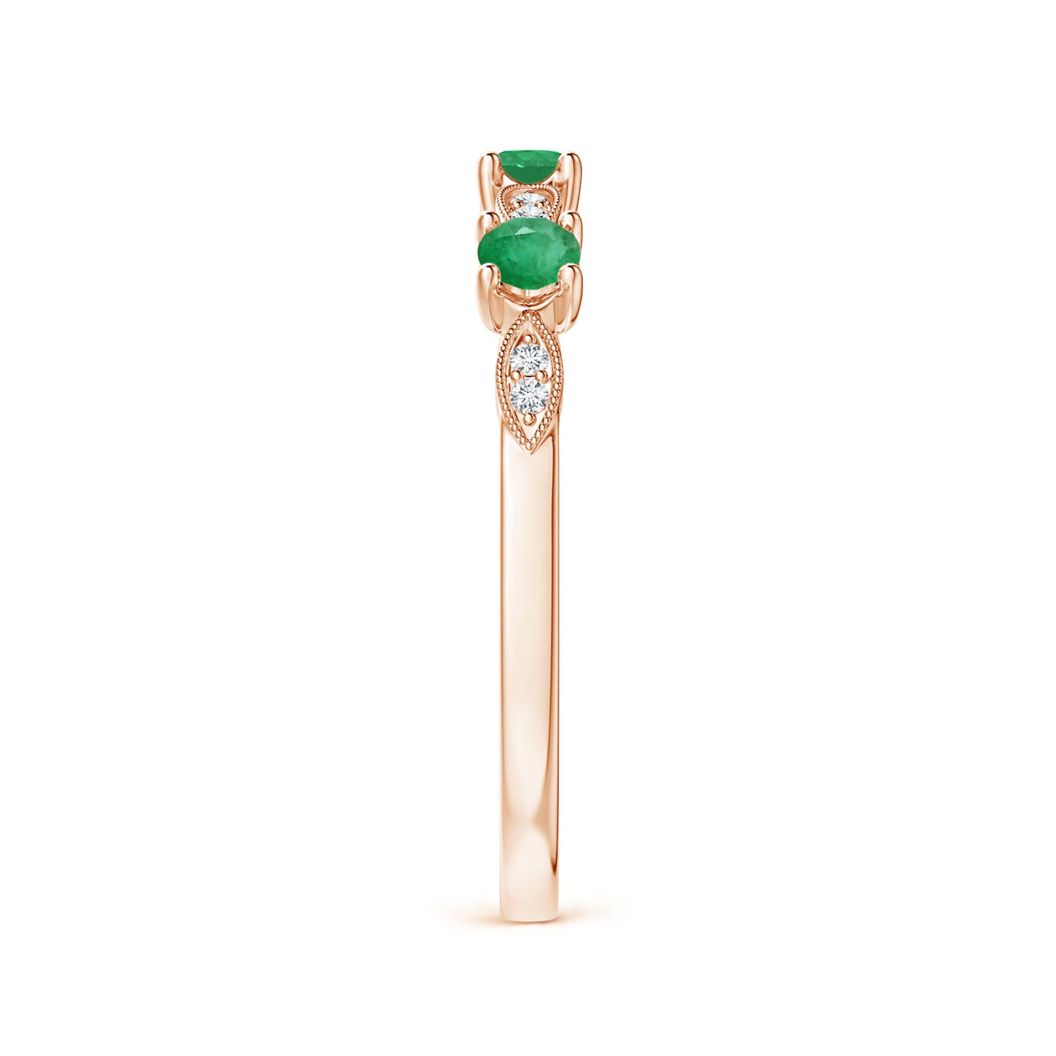 A - Emerald / 0.28 CT / 14 KT Rose Gold