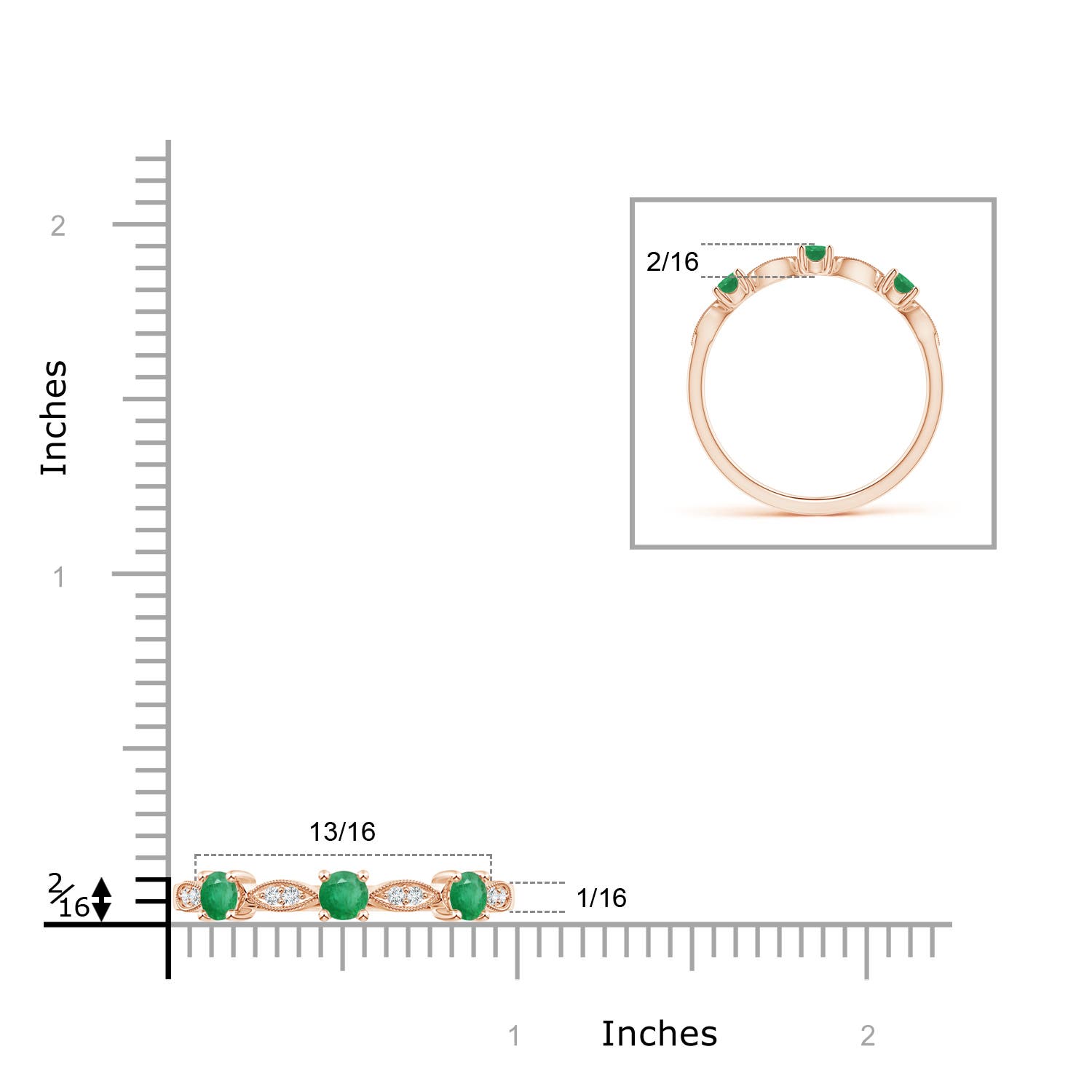 A - Emerald / 0.28 CT / 14 KT Rose Gold