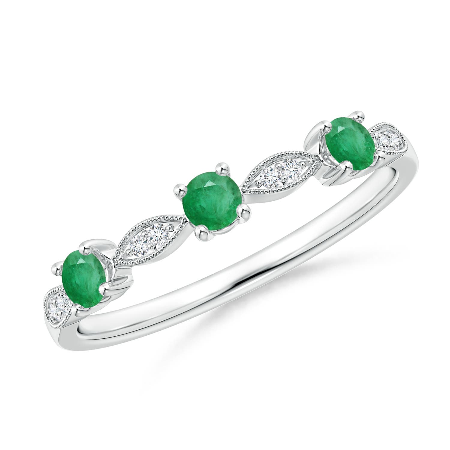 A - Emerald / 0.28 CT / 14 KT White Gold