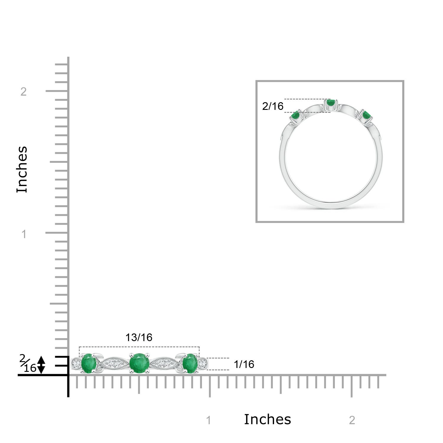 A - Emerald / 0.28 CT / 14 KT White Gold