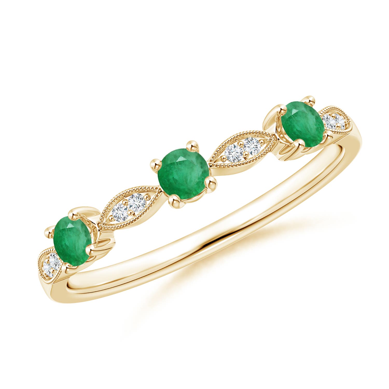 A - Emerald / 0.28 CT / 14 KT Yellow Gold