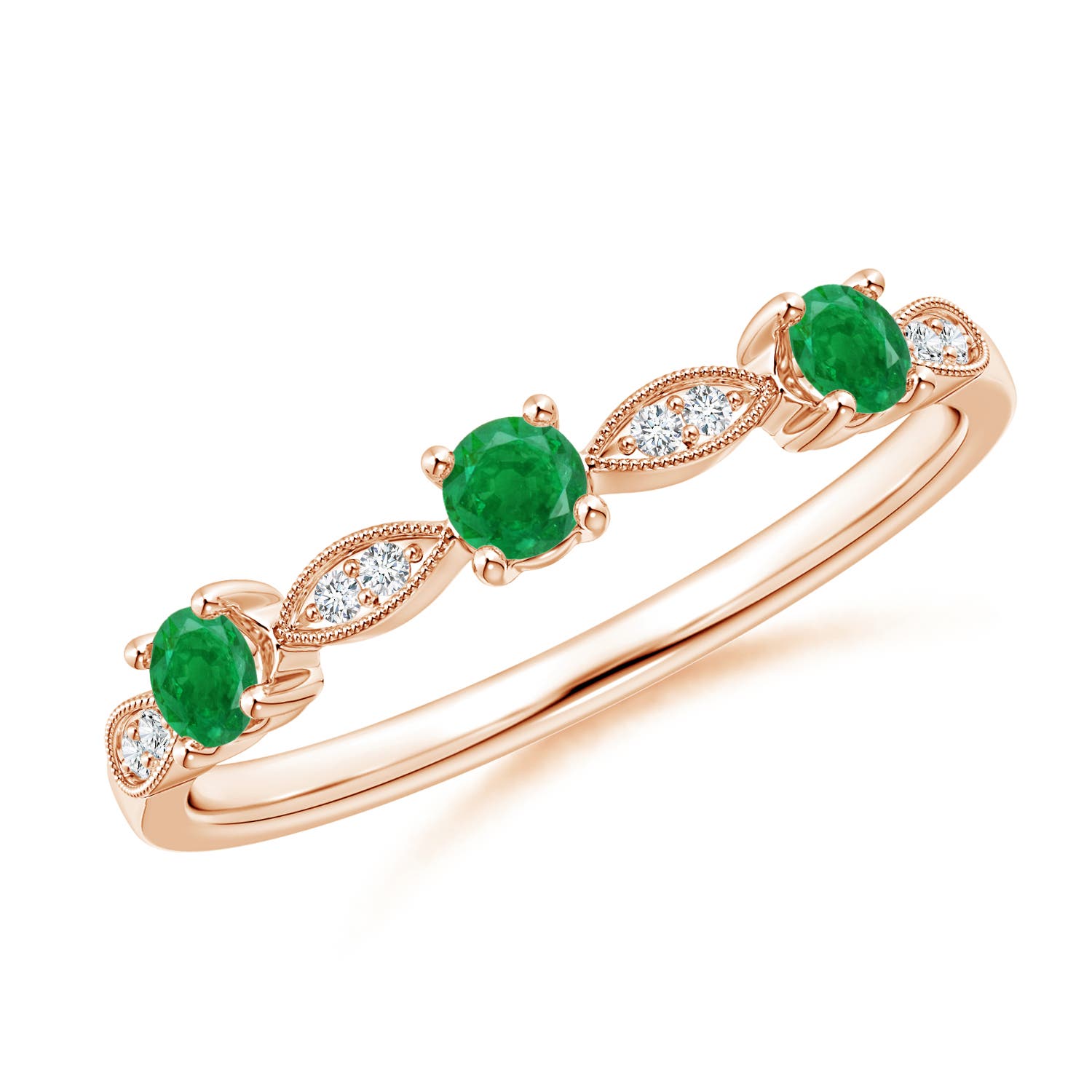 AA - Emerald / 0.28 CT / 14 KT Rose Gold