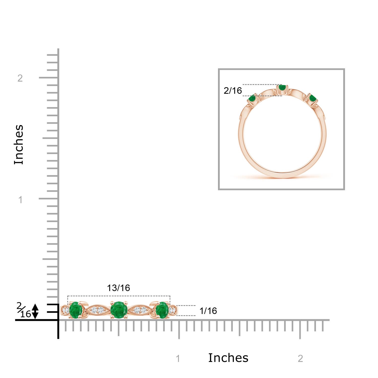 AA - Emerald / 0.28 CT / 14 KT Rose Gold