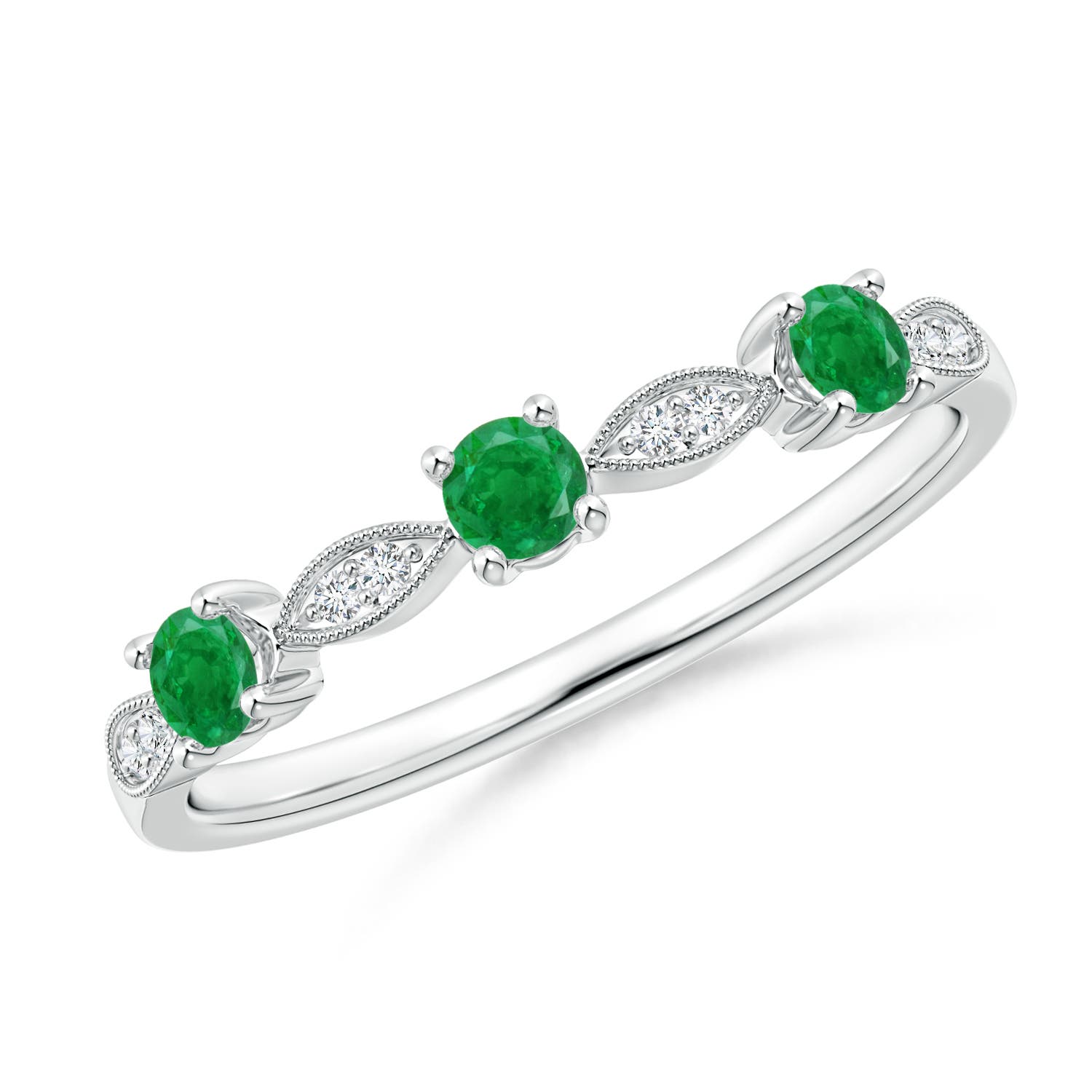 AA - Emerald / 0.28 CT / 14 KT White Gold