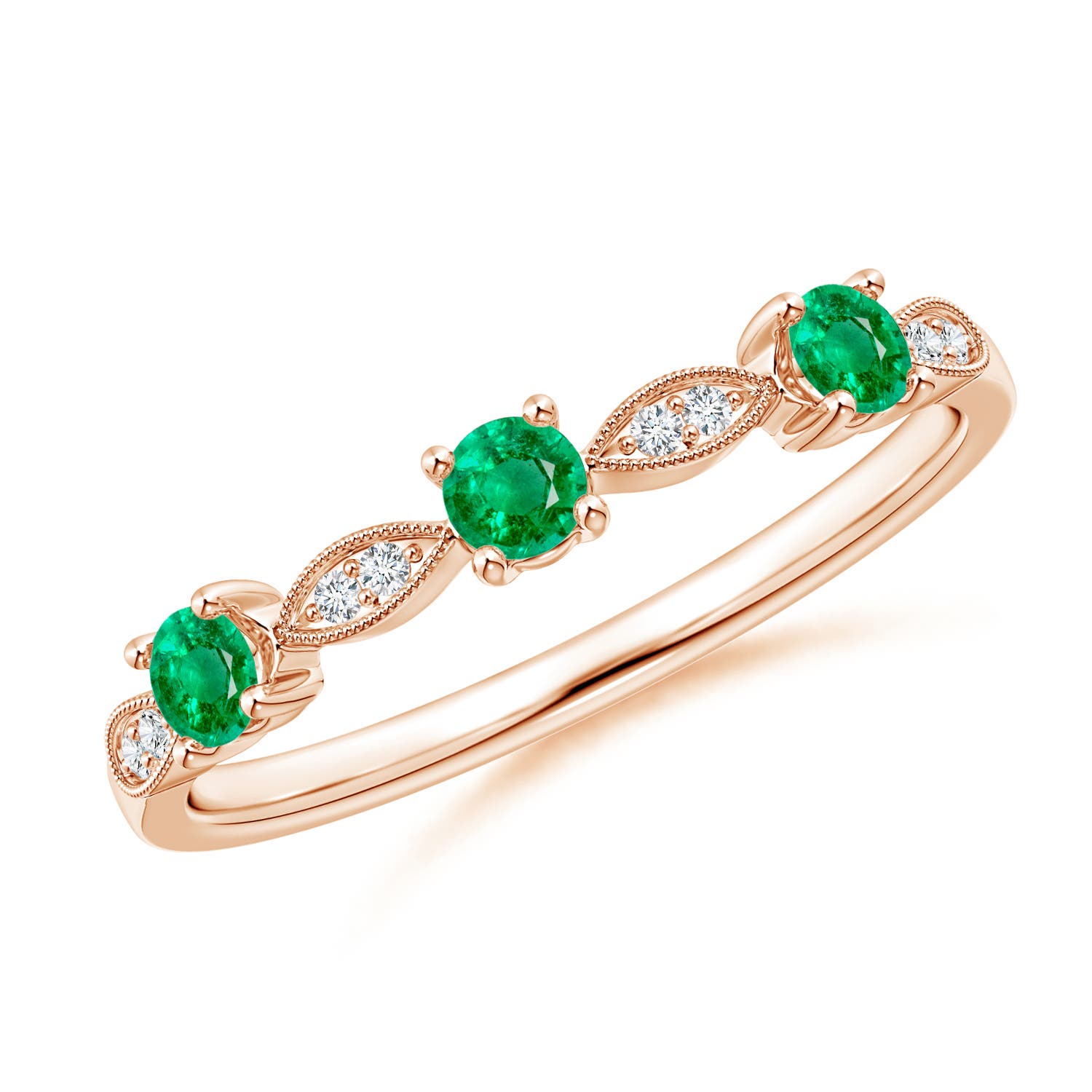 AAA - Emerald / 0.28 CT / 14 KT Rose Gold