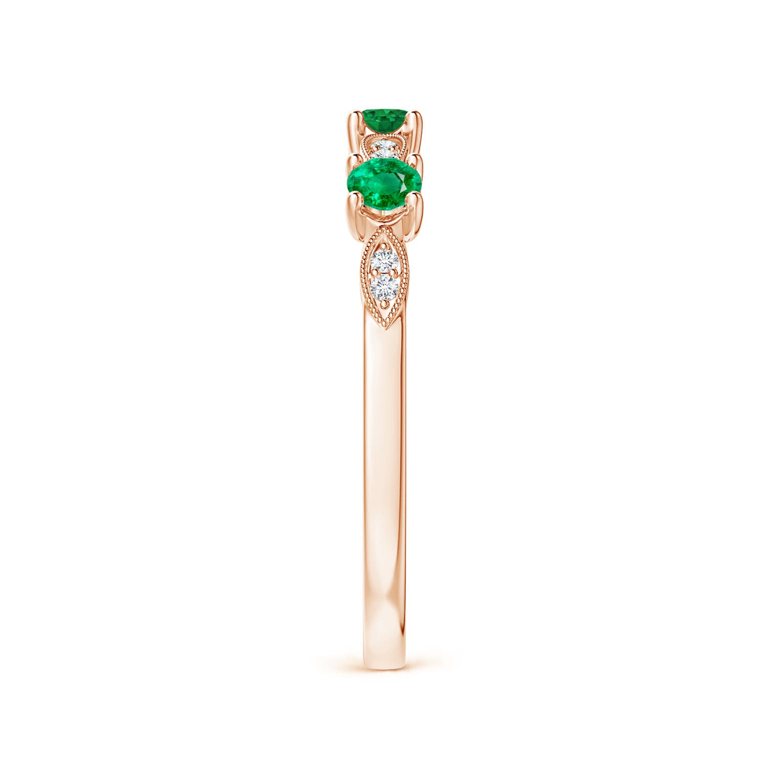 AAA - Emerald / 0.28 CT / 14 KT Rose Gold