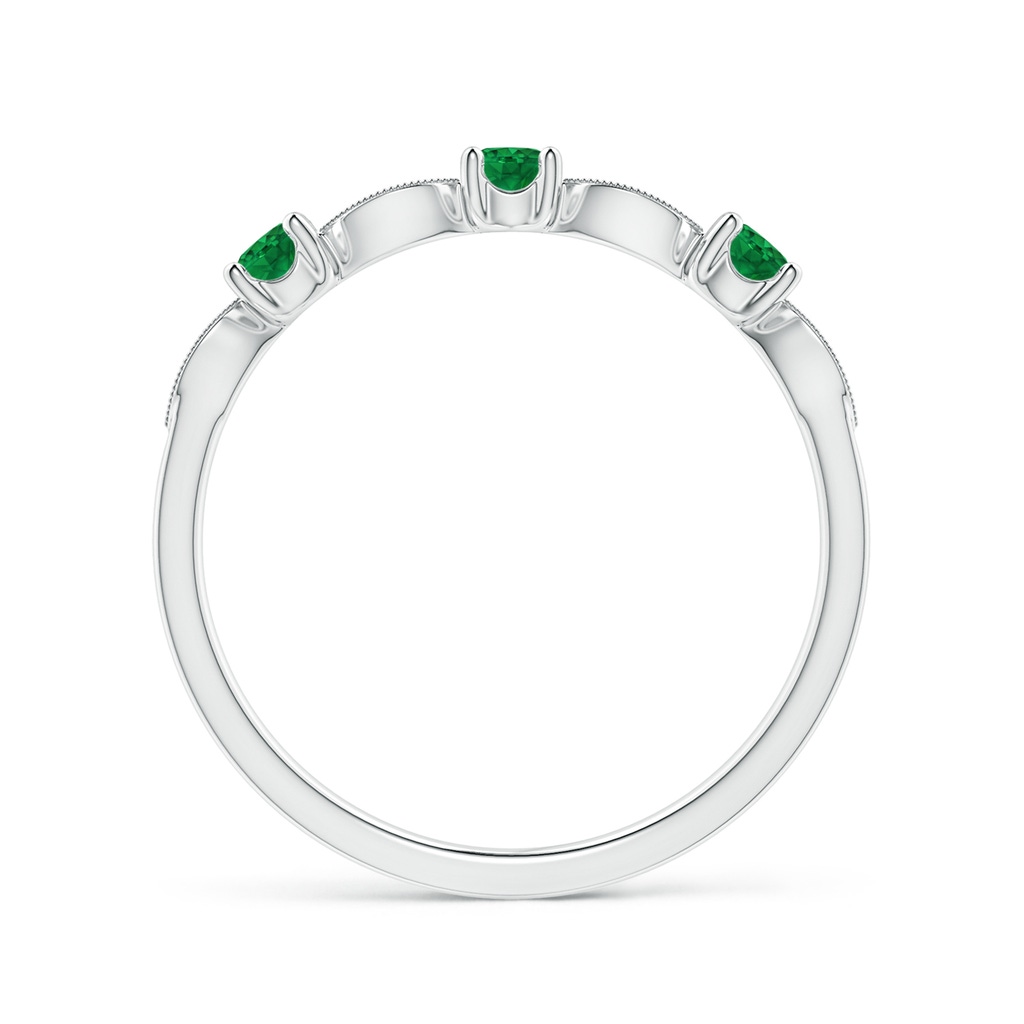 2.7mm AAA Emerald & Diamond Marquise and Dot Band in White Gold Side 1