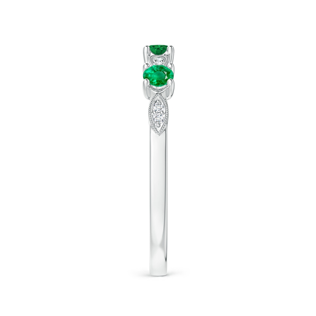 2.7mm AAA Emerald & Diamond Marquise and Dot Band in White Gold Side 2