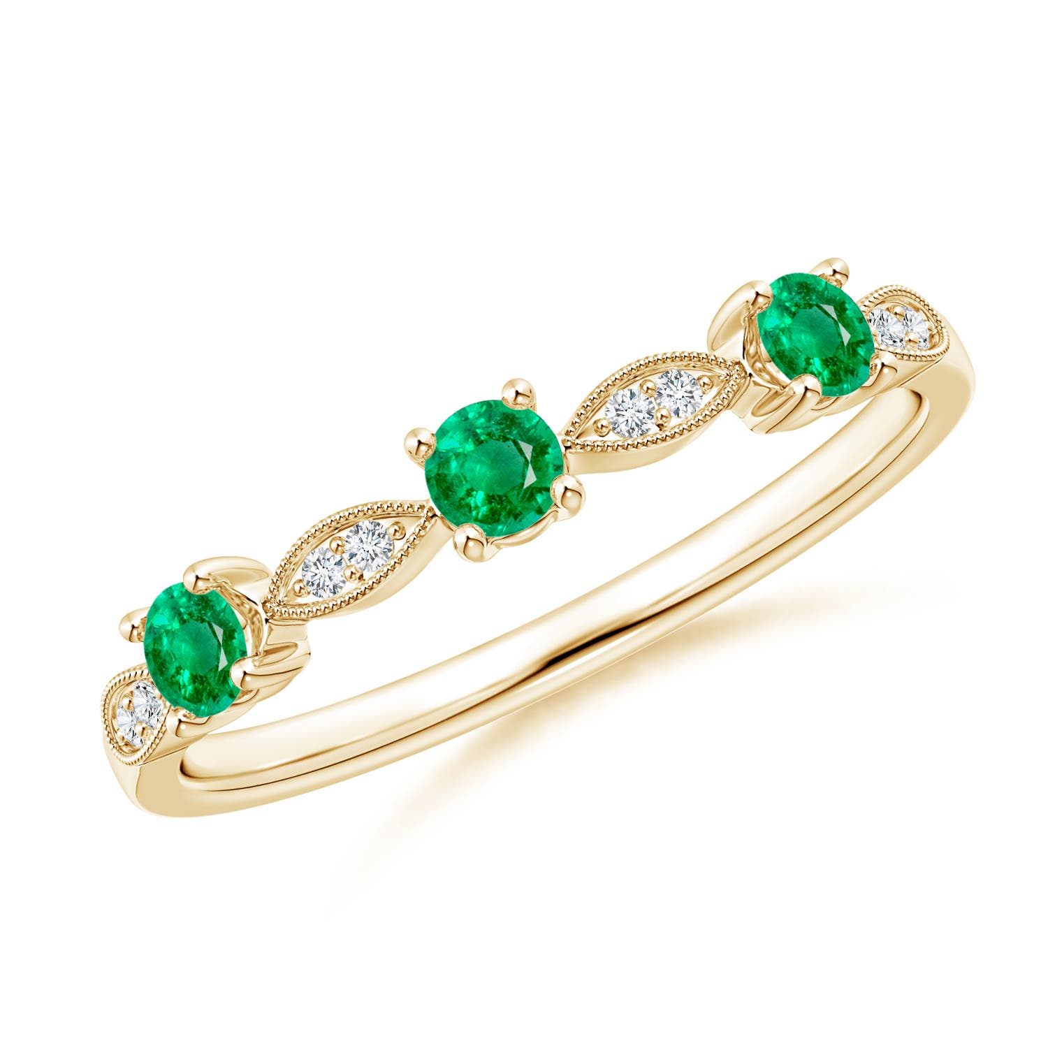 AAA - Emerald / 0.28 CT / 14 KT Yellow Gold