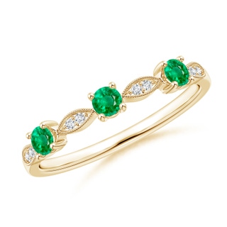 2.7mm AAA Emerald & Diamond Marquise and Dot Band in Yellow Gold