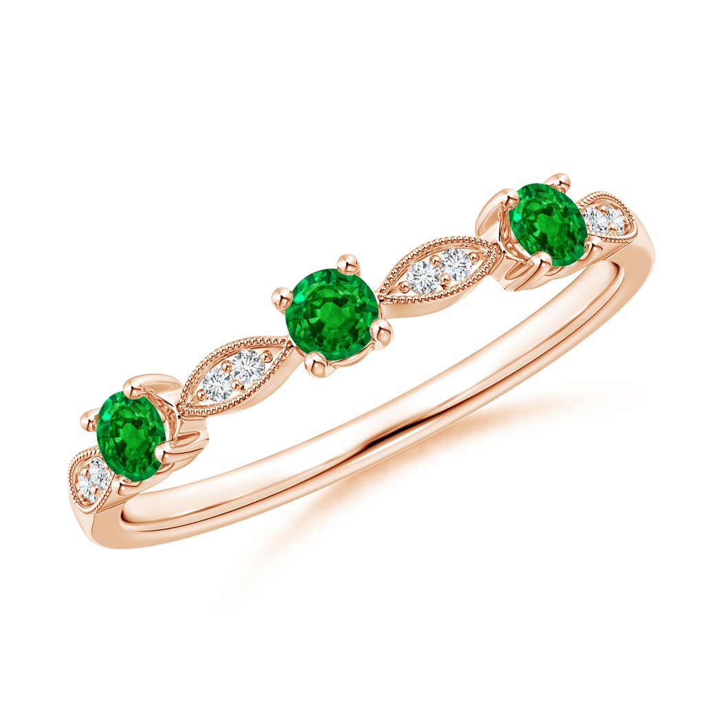 2.7mm AAAA Emerald & Diamond Marquise and Dot Band in Rose Gold