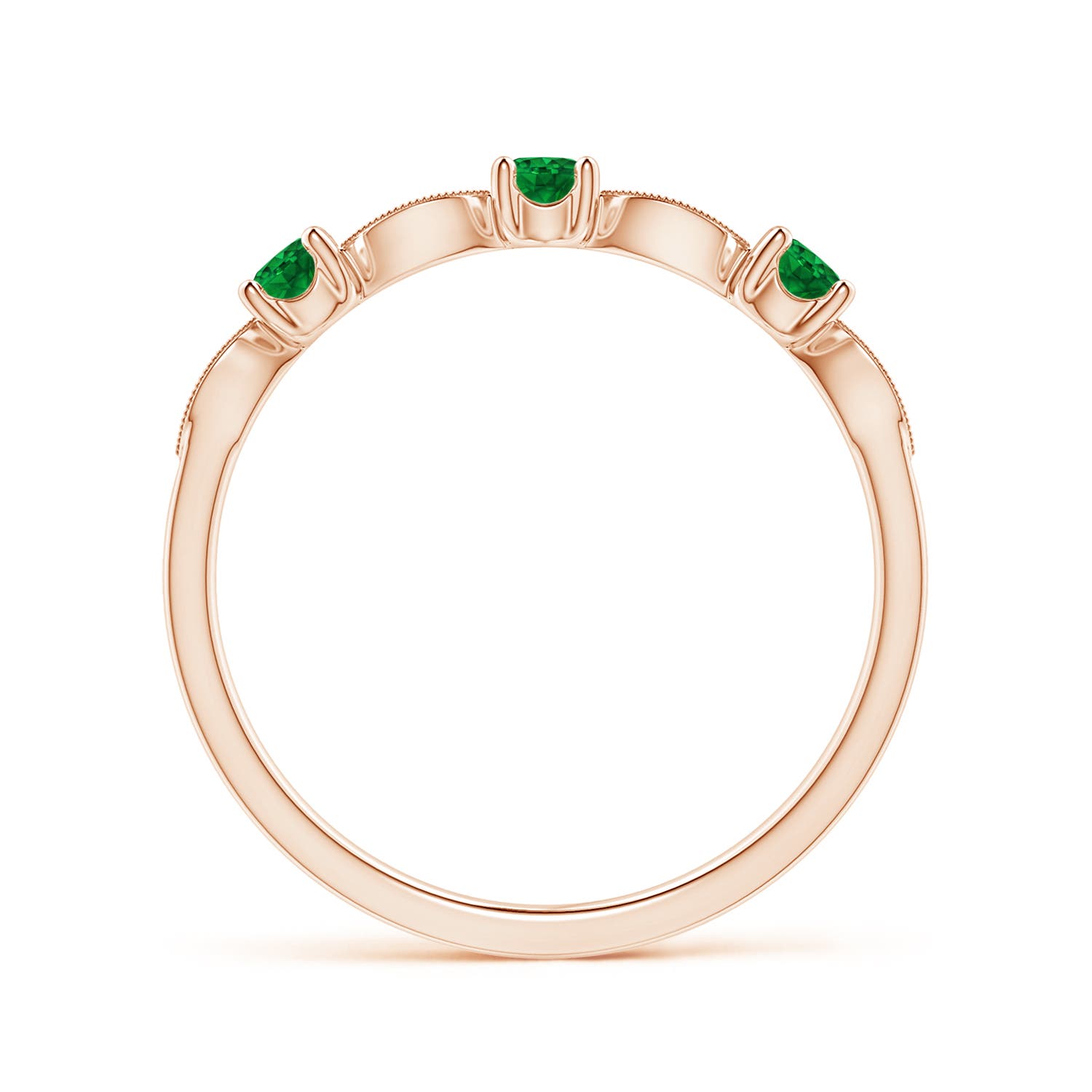 AAAA - Emerald / 0.28 CT / 14 KT Rose Gold