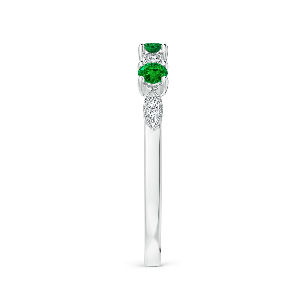 2.7mm AAAA Emerald & Diamond Marquise and Dot Band in White Gold Side 2