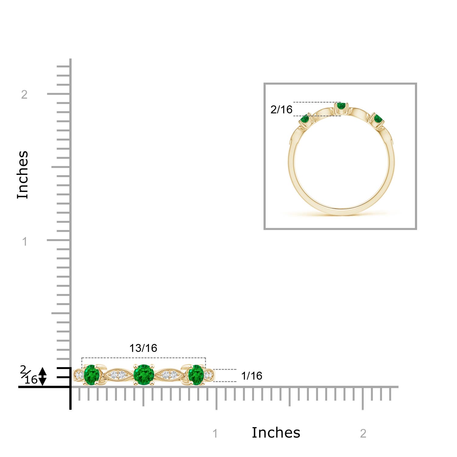 AAAA - Emerald / 0.28 CT / 14 KT Yellow Gold