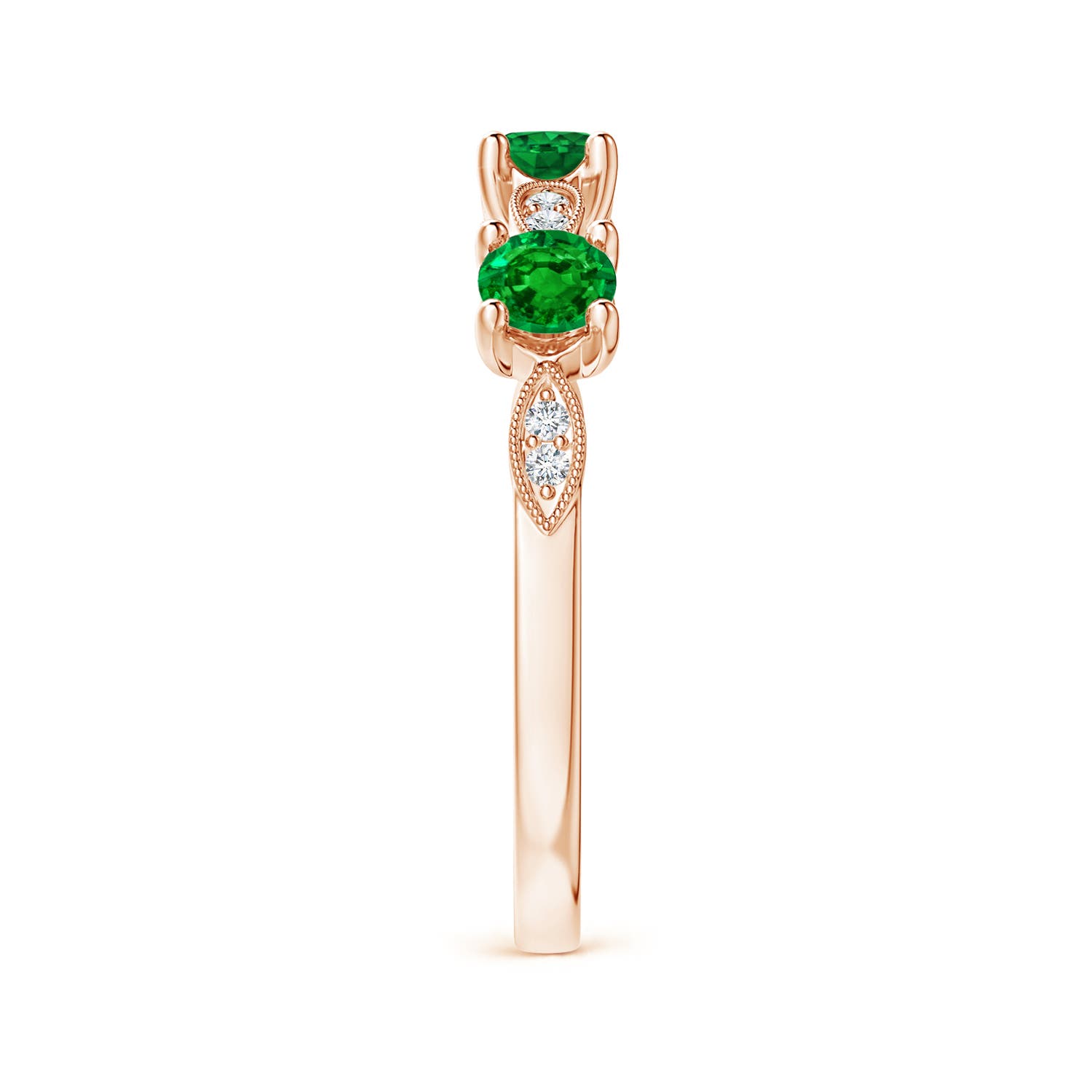 AAAA - Emerald / 0.5 CT / 14 KT Rose Gold