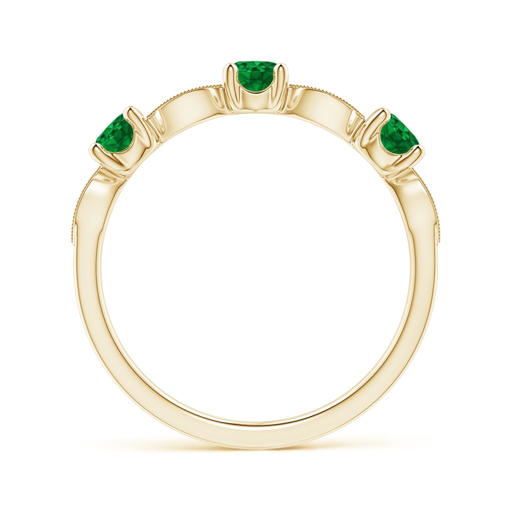 3.5mm AAAA Emerald & Diamond Marquise and Dot Band in Yellow Gold Side 1