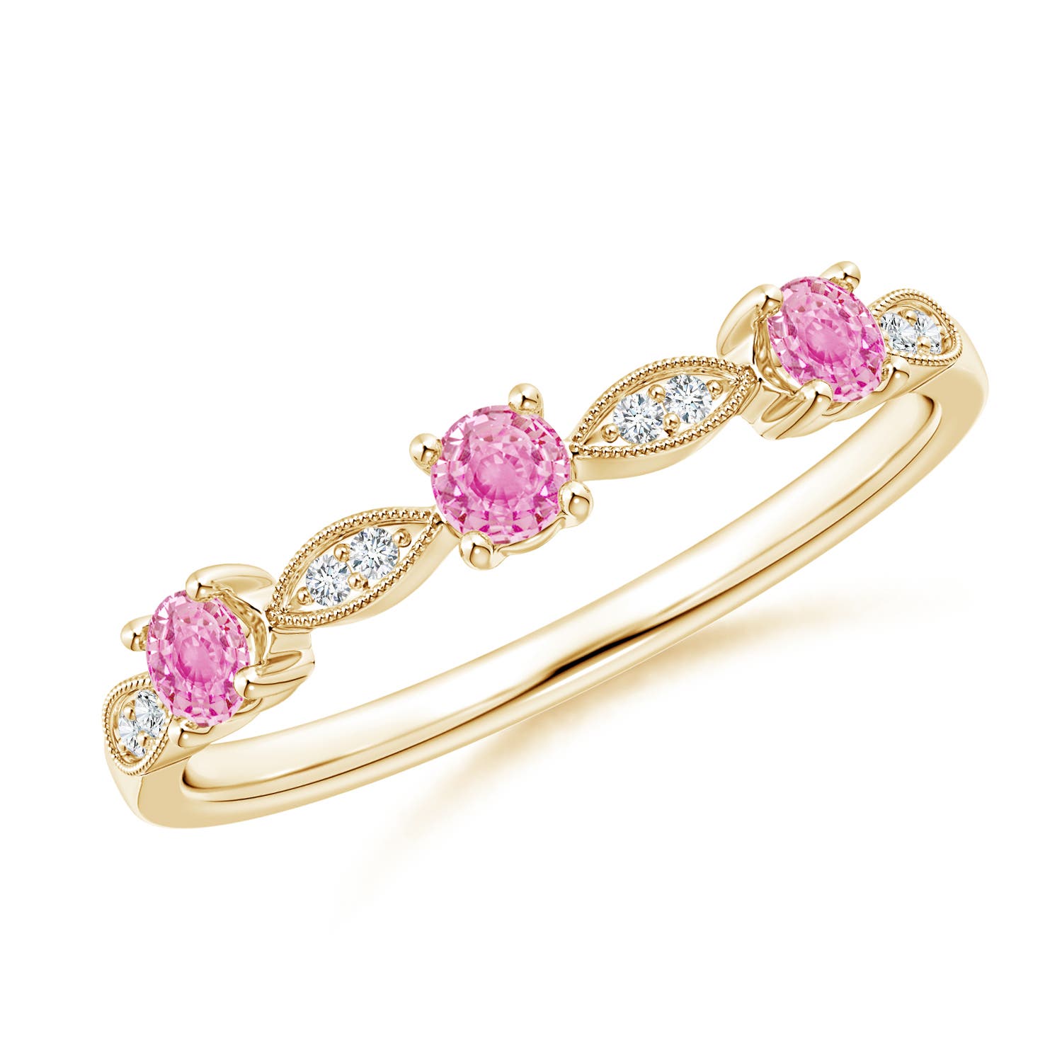 A - Pink Sapphire / 0.34 CT / 14 KT Yellow Gold